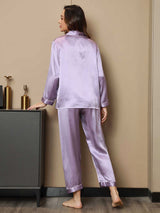 [Lavender] SilkSilky-CA Long Sleeve Notch Collar Women's Pajamas 002