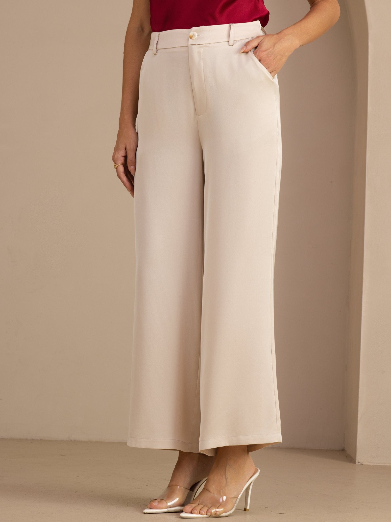 [Beige] SilkSilky-CA Womens Pants 001
