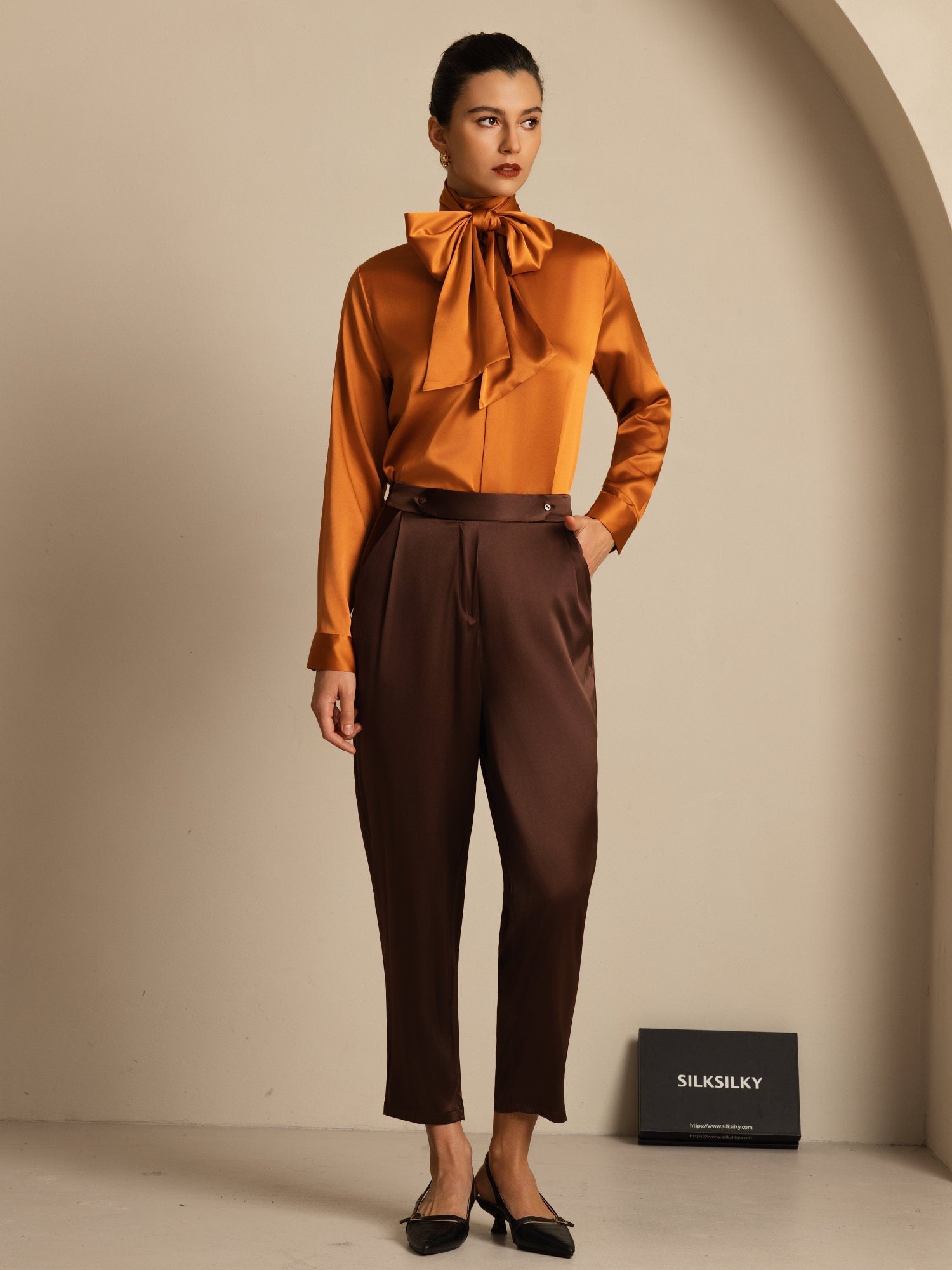 [Bitter Chocolate] SilkSilky-CA 19Momme Silk Womens Pants 006