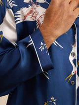[Dark Blue] SilkSilky-CA Long Sleeve Lapel Collar Men's Pajamas 006