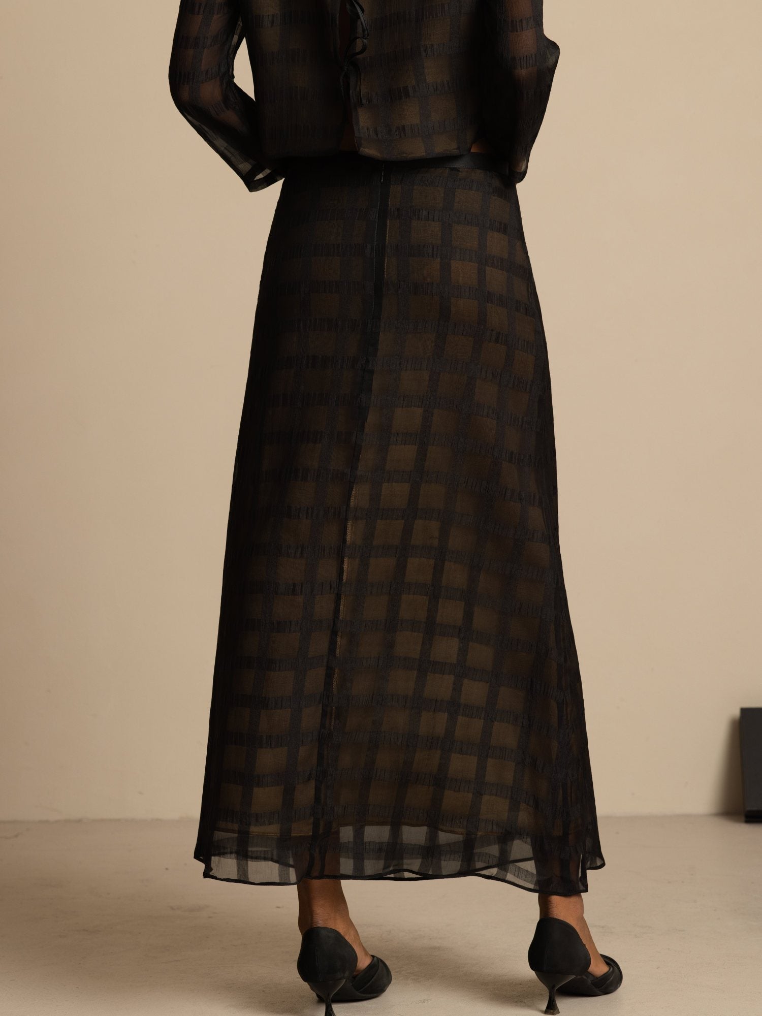 [Black] SilkSilky-CA Pure Silk Skirt 002