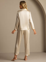 [Champagne] SilkSilky-CA Long Sleeve Lapel Collar Women's Pajamas 002