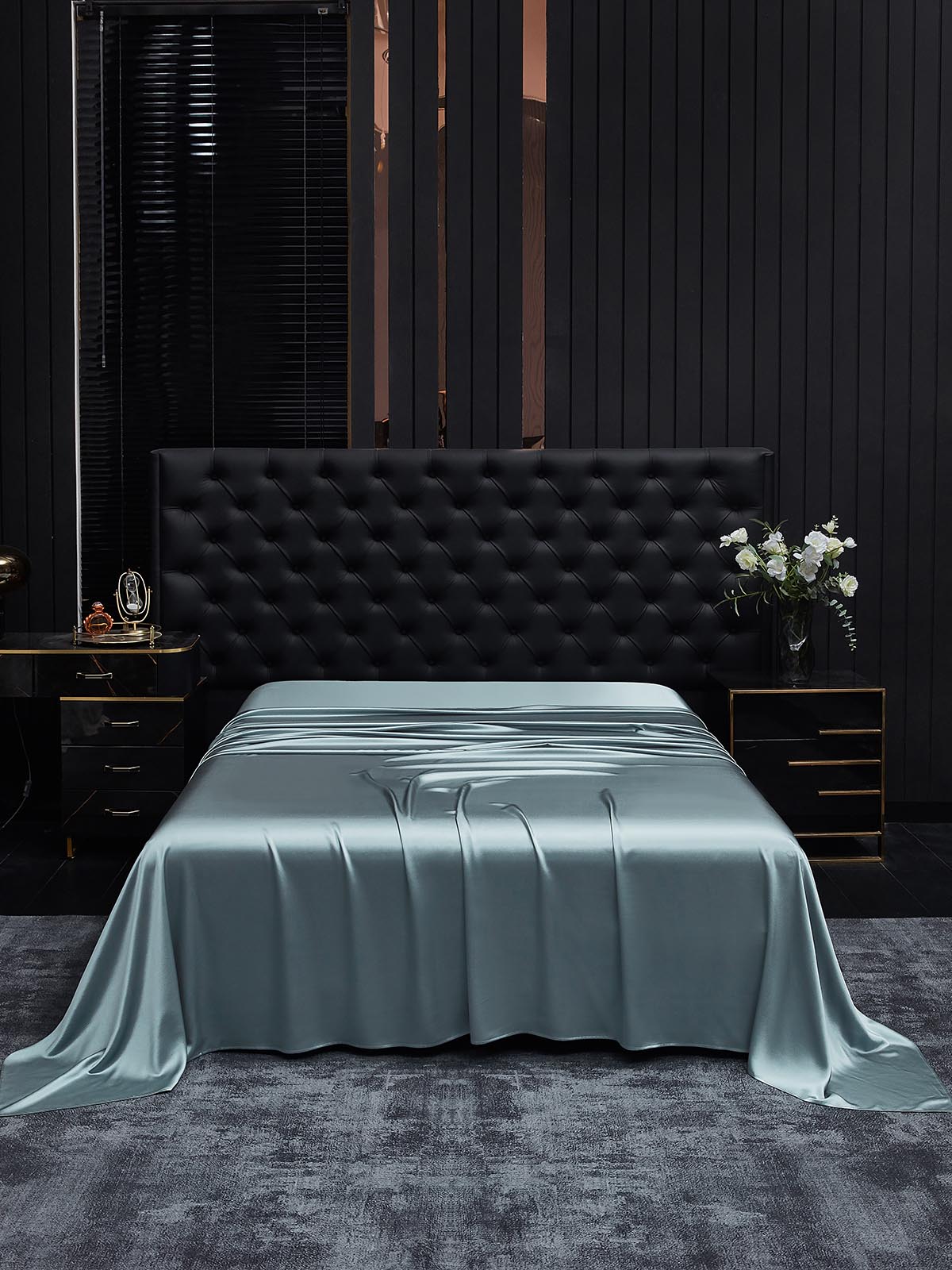 [Grayish Blue] SilkSilky-CA 22Momme Pure Silk Sheet 001