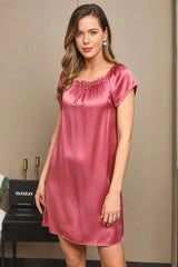 [Pale Mauve] SilkSilky-CA Cap Sleeve Square Neck Nightgown 006