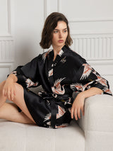 [Black] SilkSilky-CA 3/4 Sleeve Women's Robe 004