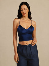 [Dark Blue] SilkSilky-CA Spaghetti Strap V Neck Camisole 005