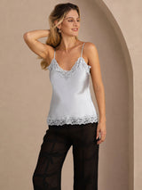 [Grayish Blue] SilkSilky-CA Spaghetti Strap V Neck Camisole 001