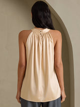 [Champagne] SilkSilky-CA Sleeveless Halter Women's T-Shirt 002