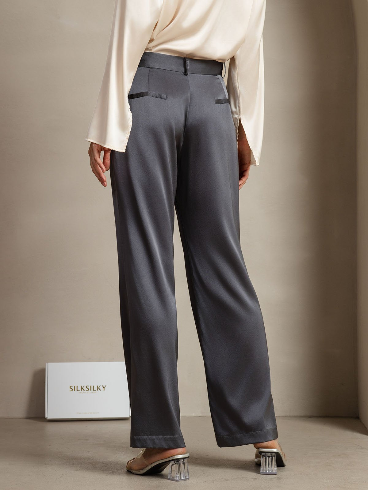 [Dark Gray] SilkSilky-CA 19Momme Silk Womens Pants 006