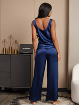 [Dark Blue] SilkSilky-CA Sleeveless Square Neck Camisole Set 002