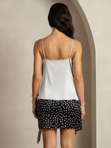 [Silver] SilkSilky-CA Spaghetti Strap Cowl Neck Camisole 002