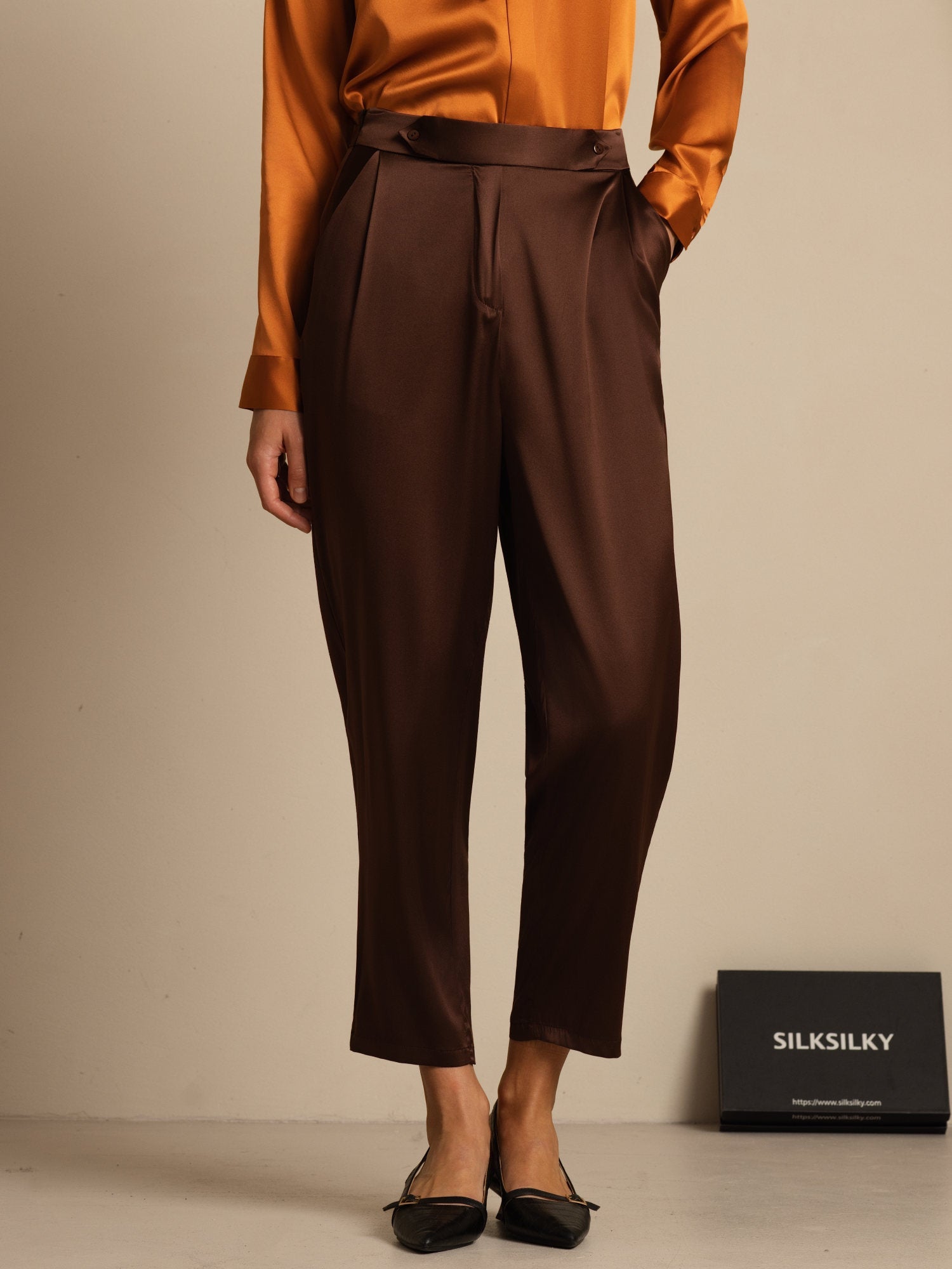 [Bitter Chocolate] SilkSilky-CA 19Momme Silk Womens Pants 001