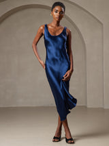 [Dark Blue] SilkSilky-CA Sleeveless Scoop Neck Dress 005
