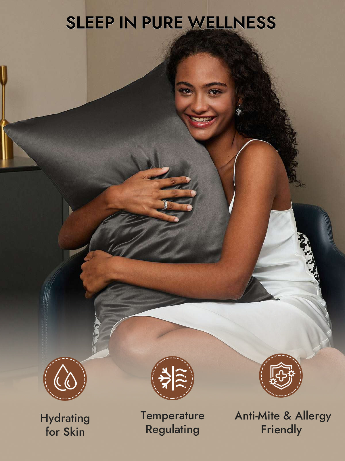 [Dark Gray] SilkSilky-CA 30Momme Pure Silk Pillowcase 005