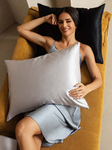 [LightGray+White] SilkSilky-CA 19Momme Pure Silk Pillowcase 003