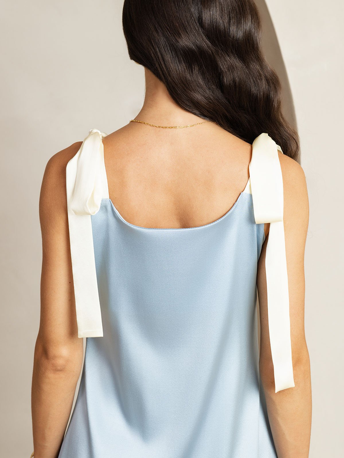 [Grayish Blue] SilkSilky-CA 19Momme Silk Square Neck Dress 006