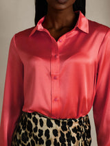[Imperial Red] SilkSilky-CA Long Sleeve Lapel Collar Women's Shirt 009