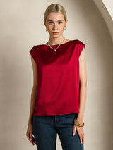 [Wine] SilkSilky-CA Cap Sleeve Round Neck Women's T-Shirt 004