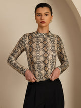 [Snakeskin] SilkSilky-CA Long Sleeve Women's T-Shirt 004