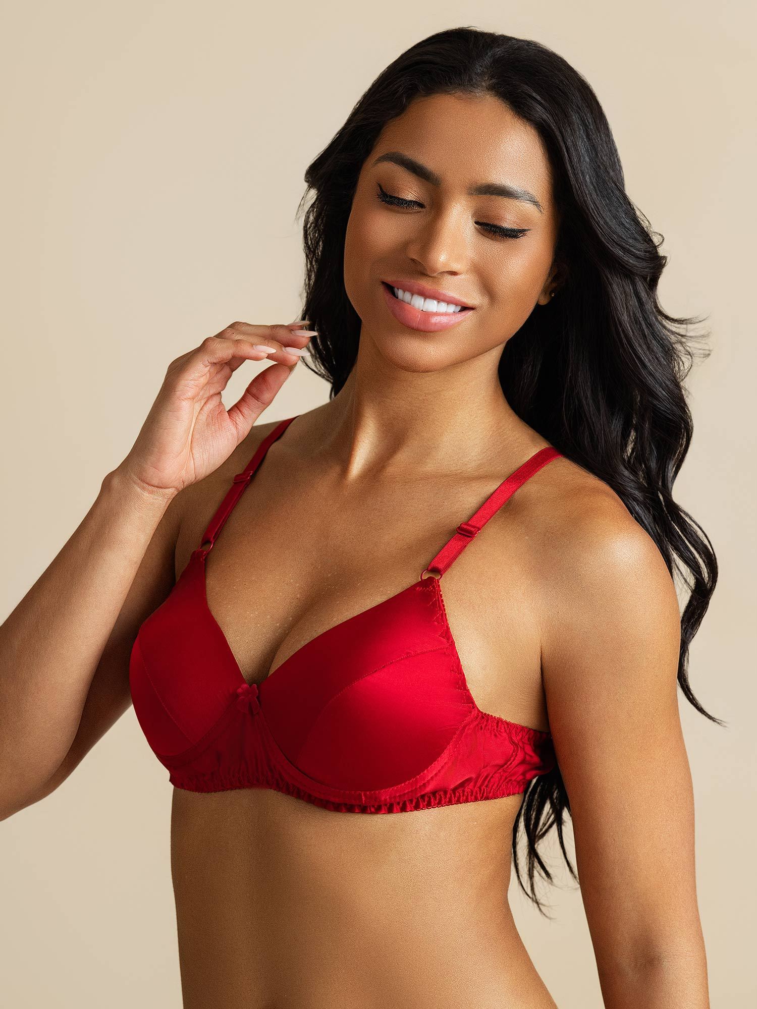 [Red] SilkSilky-CA Pure Silk Bra 008,