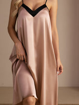 [Tuscany] SilkSilky-CA Spaghetti Strap V Neck Nightgown 007