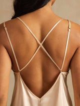 [Light Pink] SilkSilky-CA Spaghetti Strap V Neck Nightgown 005