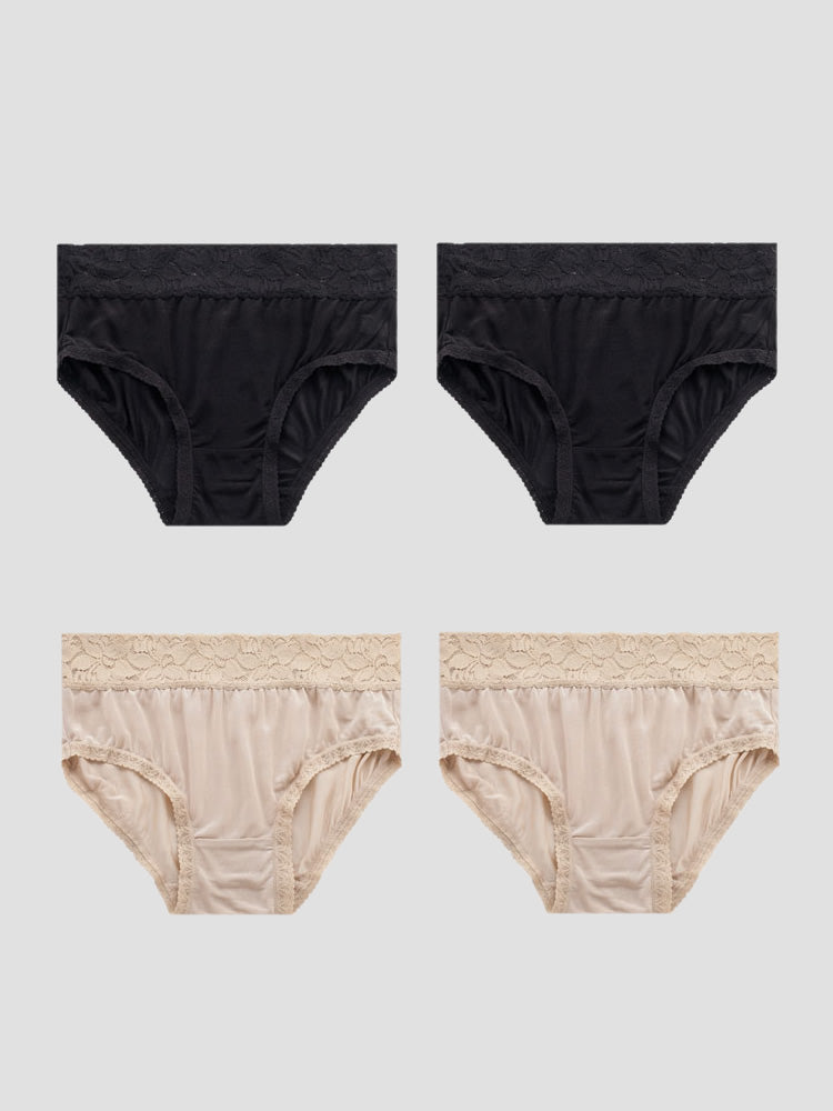 SilkSilky-CA Silk Knitted Panty Black+Beige 003