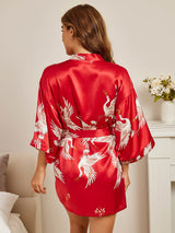 [Dark Red] SilkSilky-CA 3/4 Sleeve Women's Robe 002