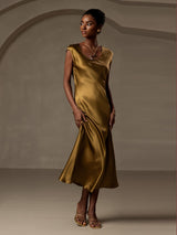 [Brown] SilkSilky-CA Cap Sleeve Dress 006