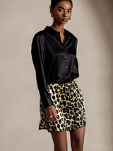 [Black] SilkSilky-CA Long Sleeve Lapel Collar Women's Shirt 005