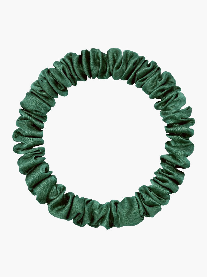 SilkSilky-CA 19Momme Pure Silk Scrunchie DarkGreen 004