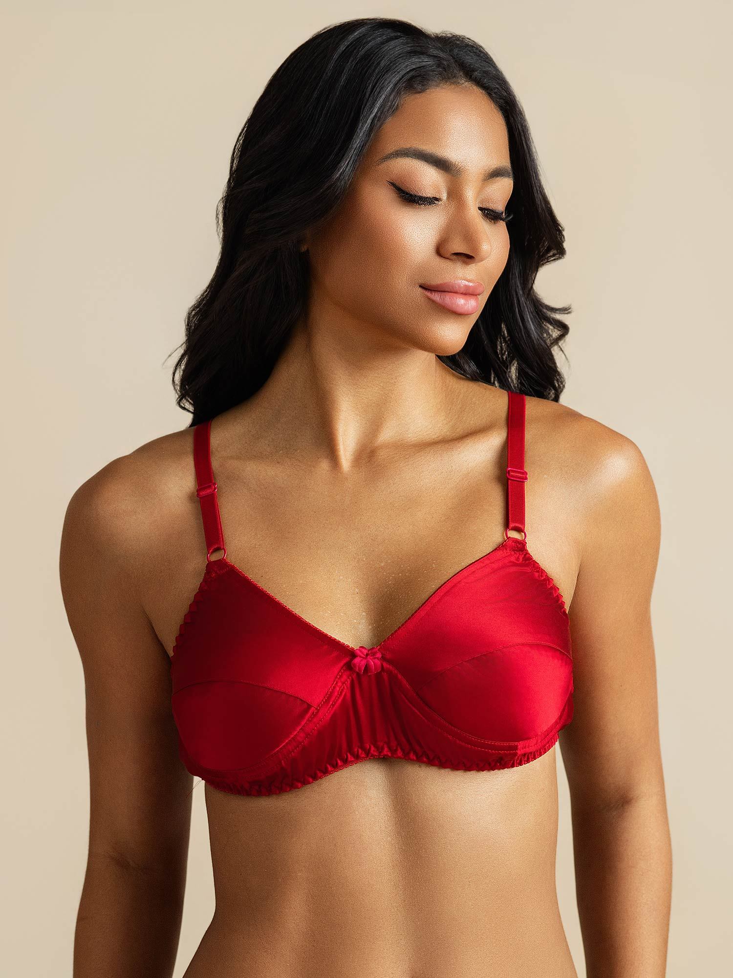 [Red] SilkSilky-CA Pure Silk Bra 001,