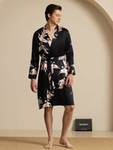 [Black] SilkSilky-CA 19Momme Mens Robe 005
