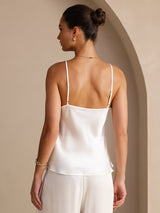 [White] SilkSilky-CA Spaghetti Strap V Neck Camisole 002