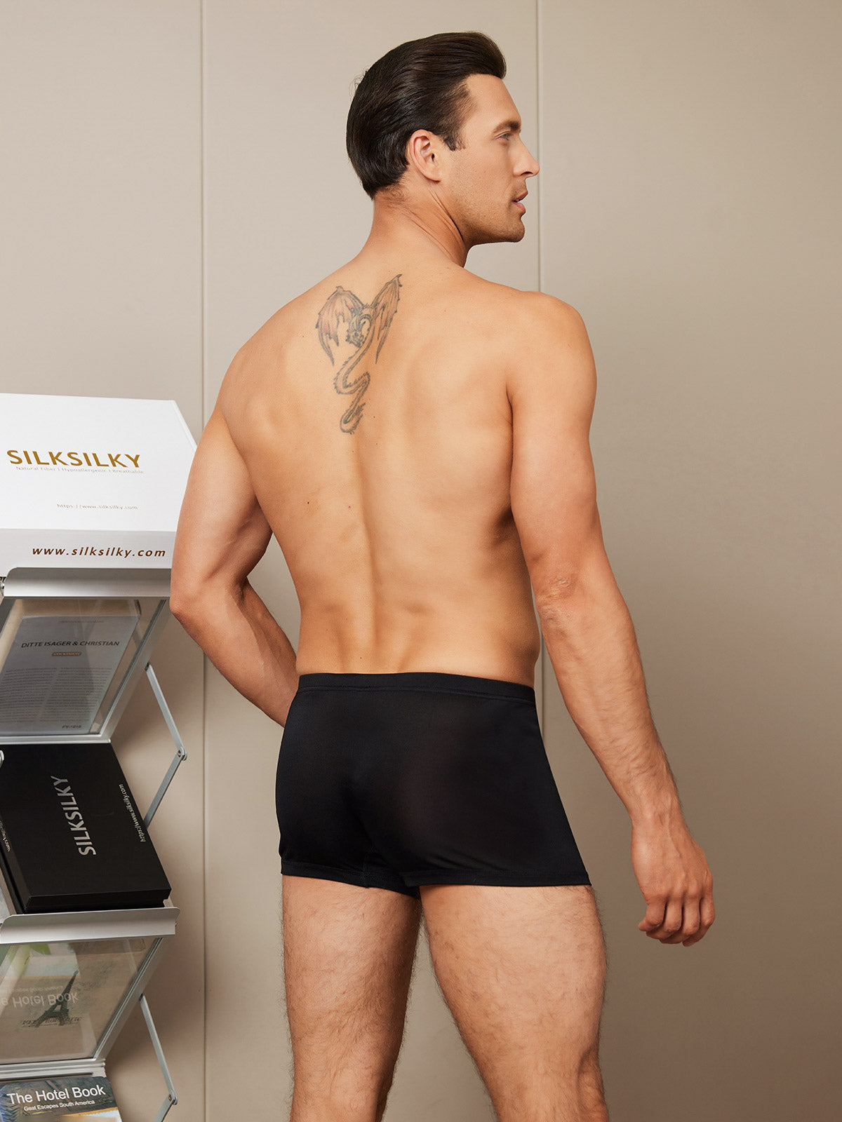 [Black] SilkSilky-CA 100% Silk Jersey Men's Underwear 002