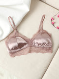 Silk Knitted Solid Color Lace Trimmed Bra (Panty not included)