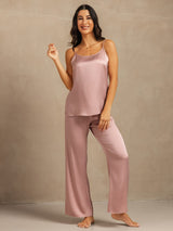 [Peach Skin] SilkSilky-CA 19Momme Machine-Washable Silk Spaghetti Strap Scoop Neck Camisole Set 003