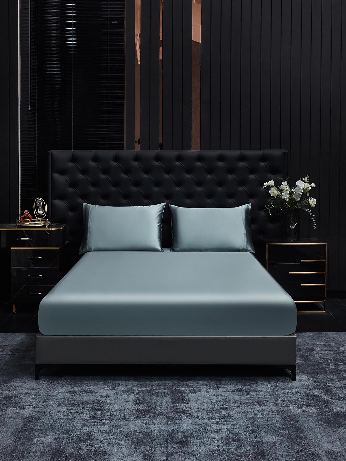 [Grayish Blue] SilkSilky-CA 22Momme Pure Silk Bedding Set 001