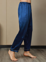 [Dark Blue] SilkSilky-CA Pure Silk Mens Sleep Bottoms 006,