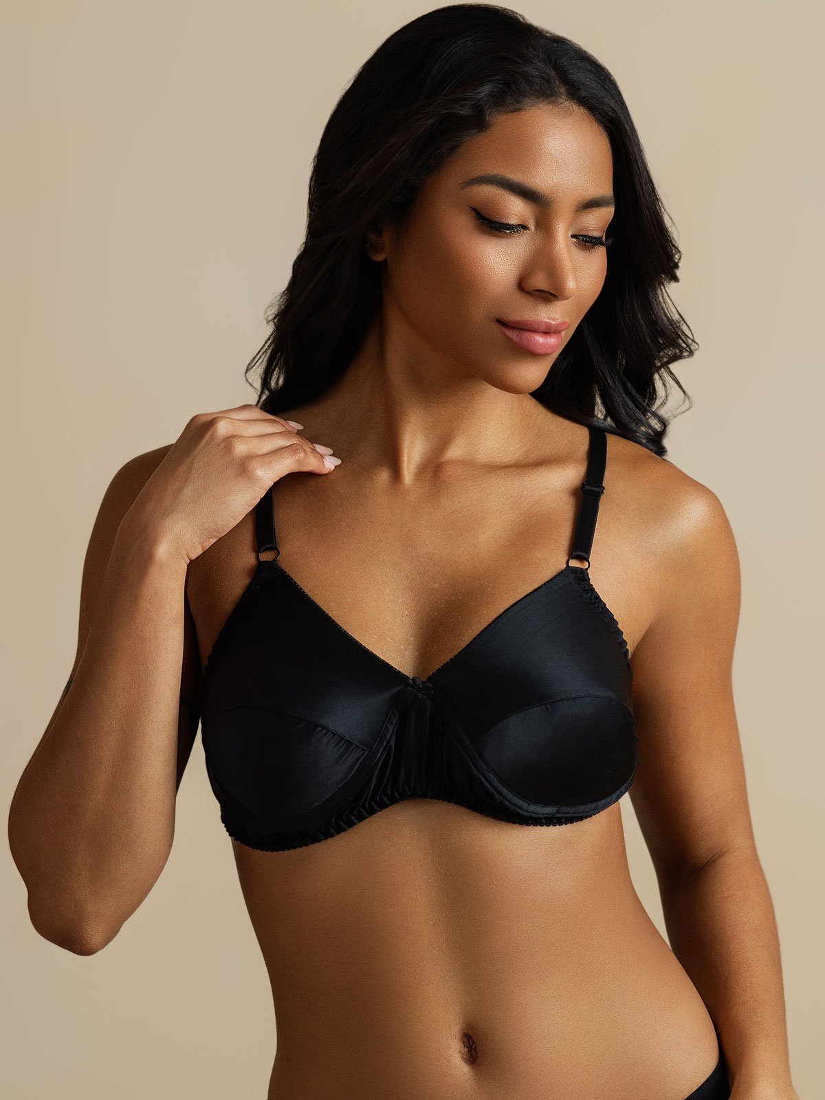 [Black] SilkSilky-CA Pure Silk Bra 007,