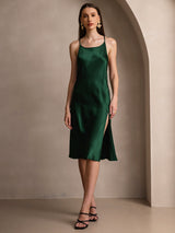 [Dark Green] SilkSilky-CA Spaghetti Strap Dress 001