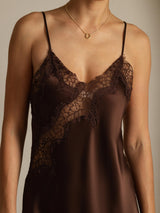 [Brown] SilkSilky-CA Pure Silk Asymmetric Dress 004