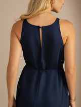[Dark Blue] SilkSilky-CA Sleeveless Crew Neck Dress 006