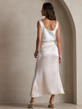 [White] SilkSilky-CA 19Momme Stretch Silk Charmeuse Sleeveless Scoop Neck Camisole 004