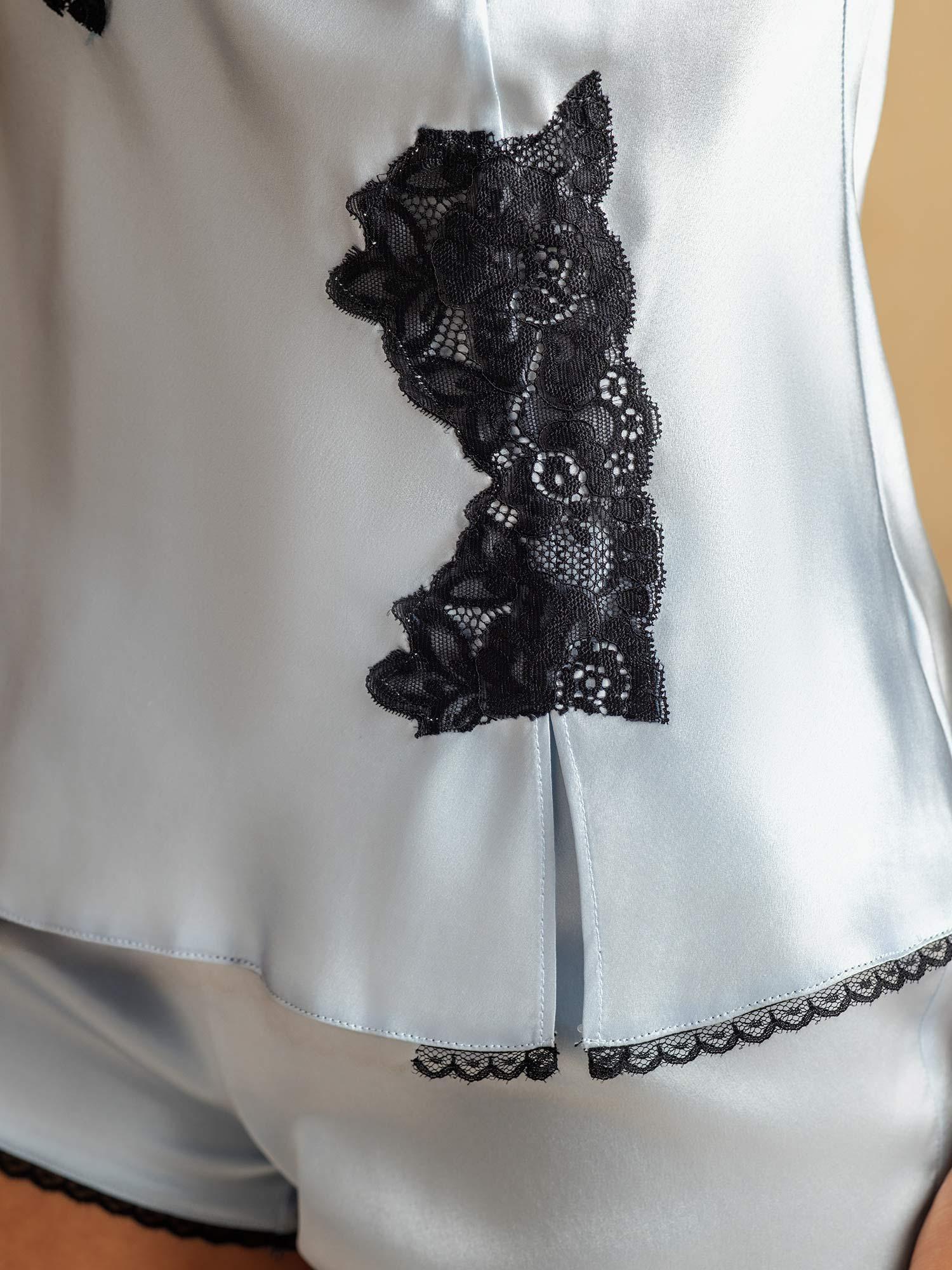 [SkyBlue] SilkSilky-CA Pure Silk Split Camisole Set 005