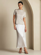 [Light Gray] SilkSilky-CA 19Momme Stretch Silk Charmeuse Skirt 007