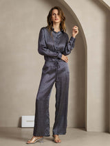 [Navy Ginkgo] SilkSilky-CA 19Momme Silk Womens Pants 003