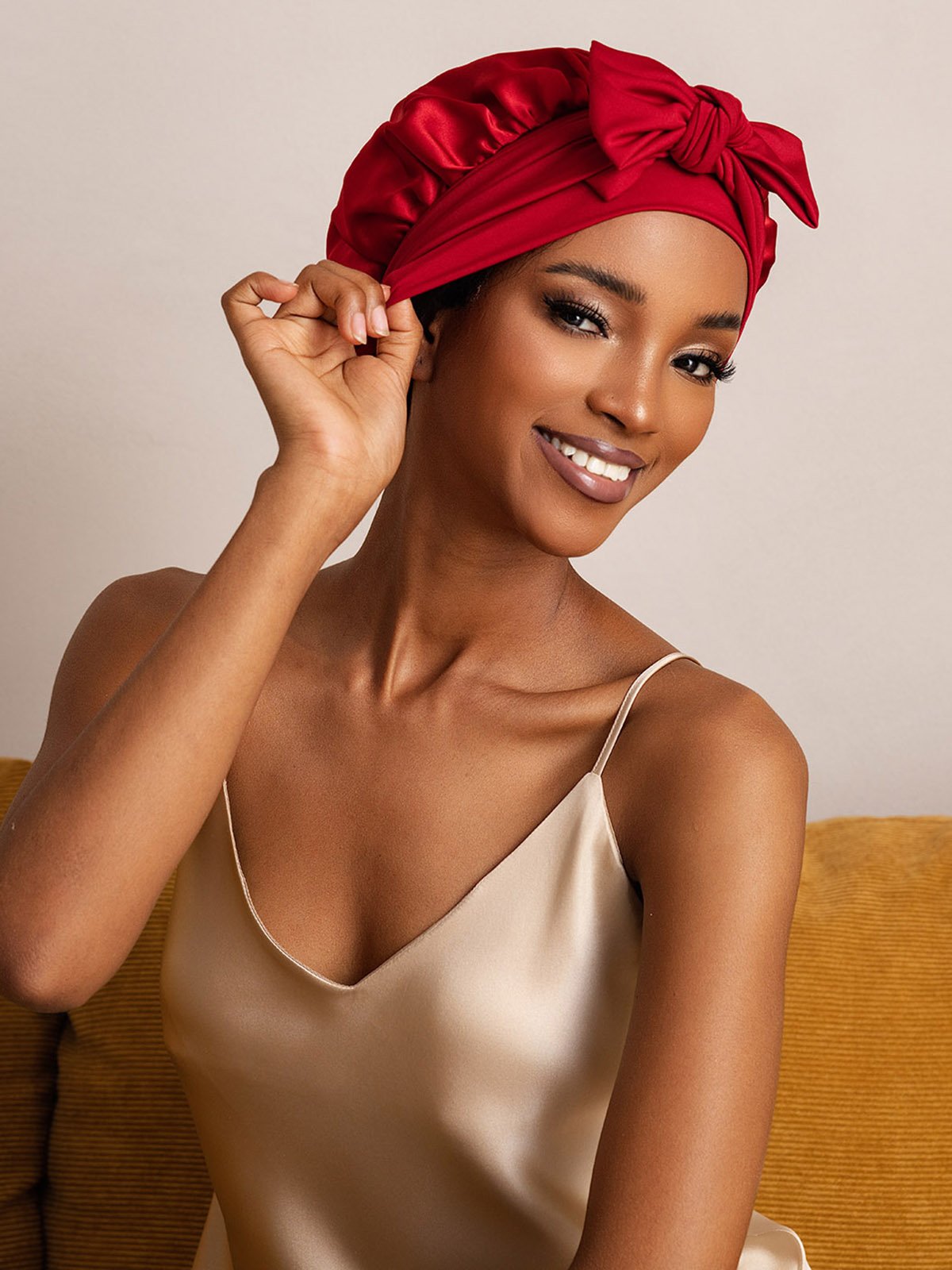 SilkSilky-CA Pure Silk Sleep Cap Wine 006