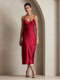 SilkSilky-CA Pure Silk Sleeveless Round Neck Dress Wine 005