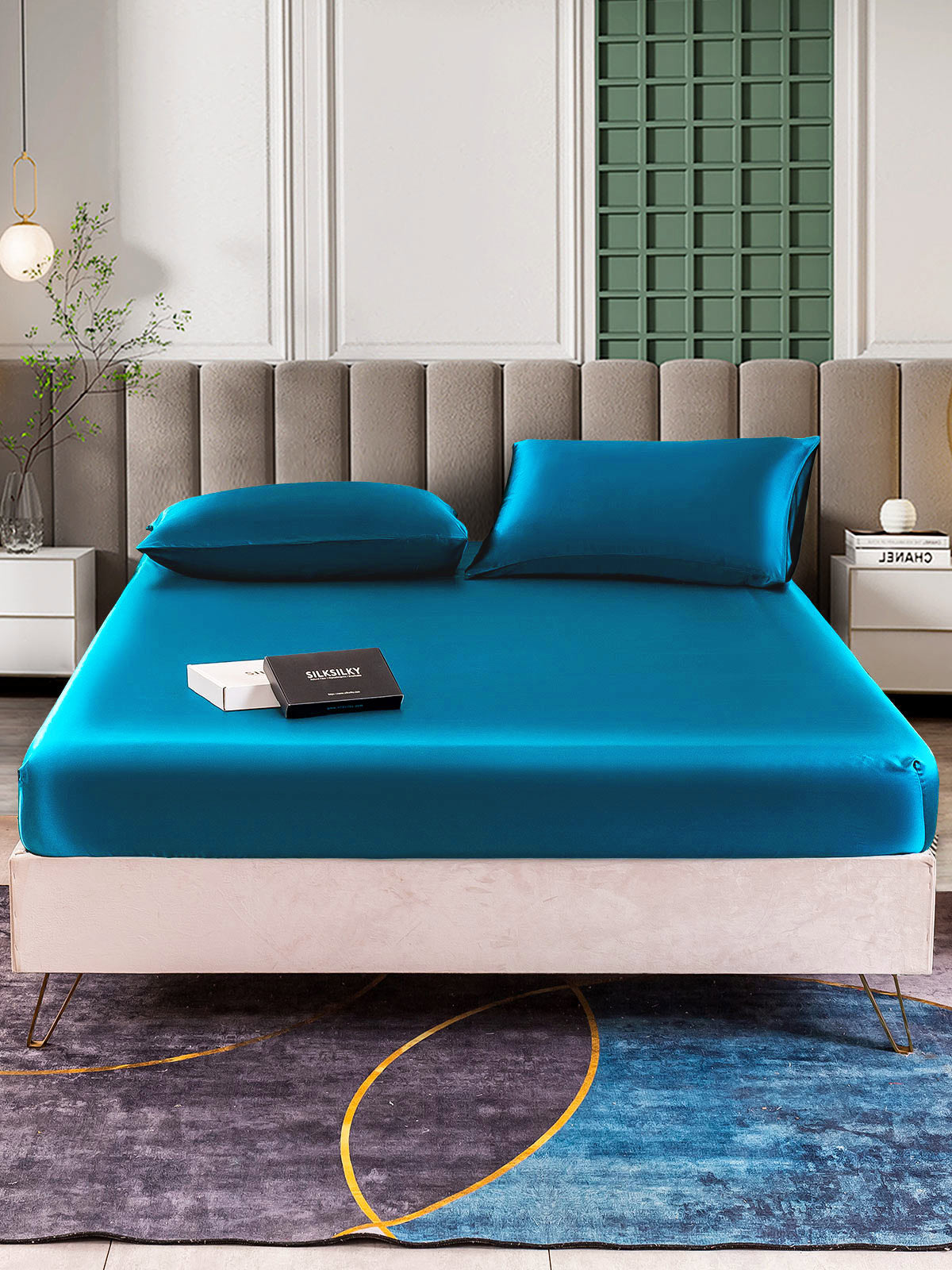 [Teal] SilkSilky-CA 25Momme Pure Silk Bedding Set 002